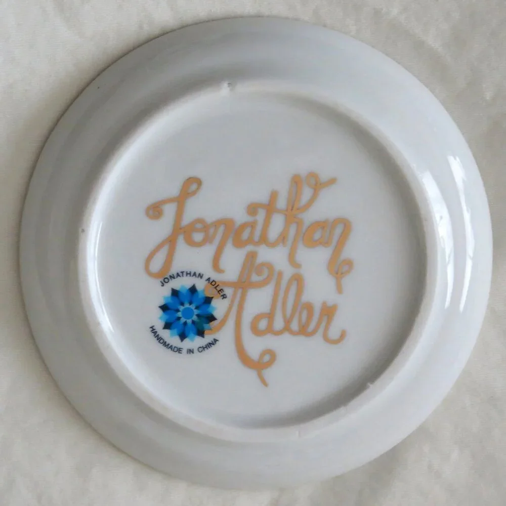 NIB Jonathan Adler HOLLYWOOD 4 Porcelain Gold Coasters RARE